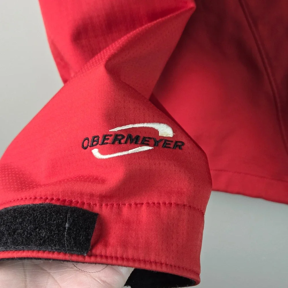 Obermeyer Softshell Jacket Mens XL Red Fleece Lined 57238 Hiking Coat